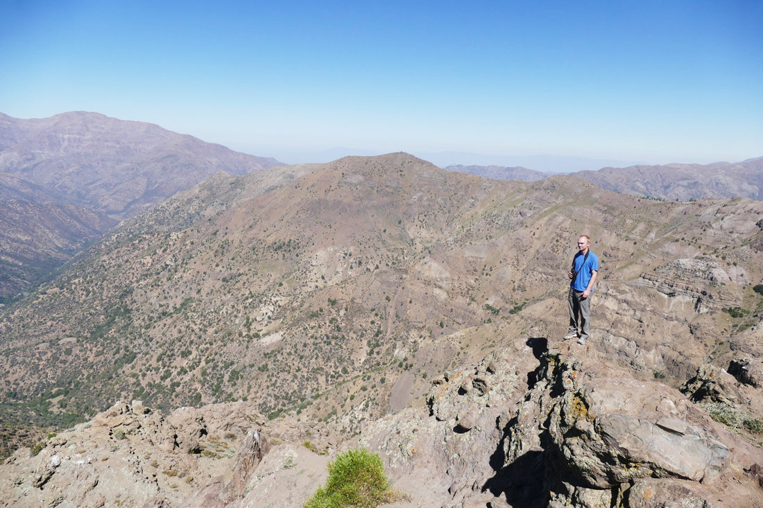 Noah, at about 10,000 feet in the Andes east of Santiago. Noah Strycker