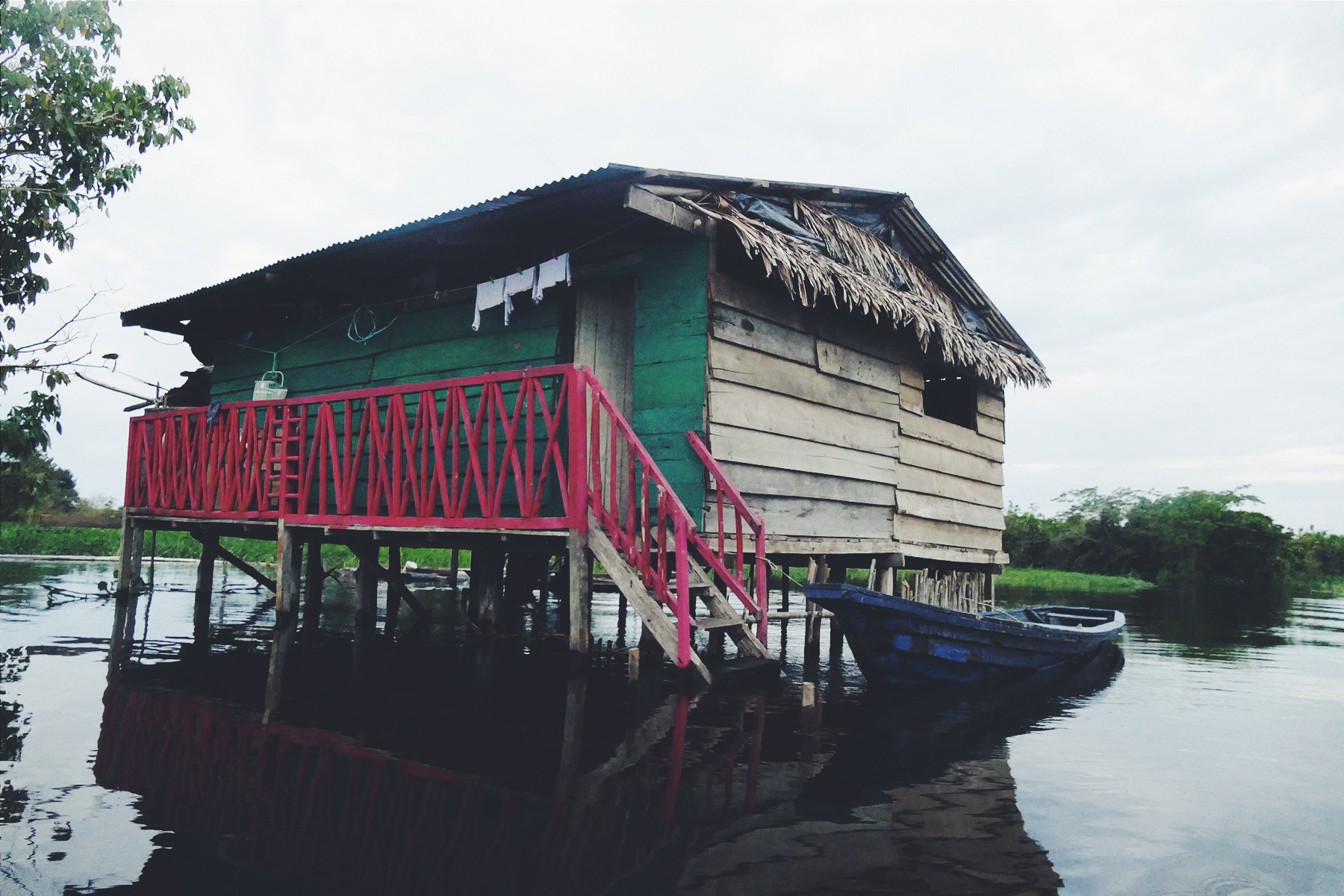 An outlying house in a flooded area near Iquitos, Peru. Noah Strycker