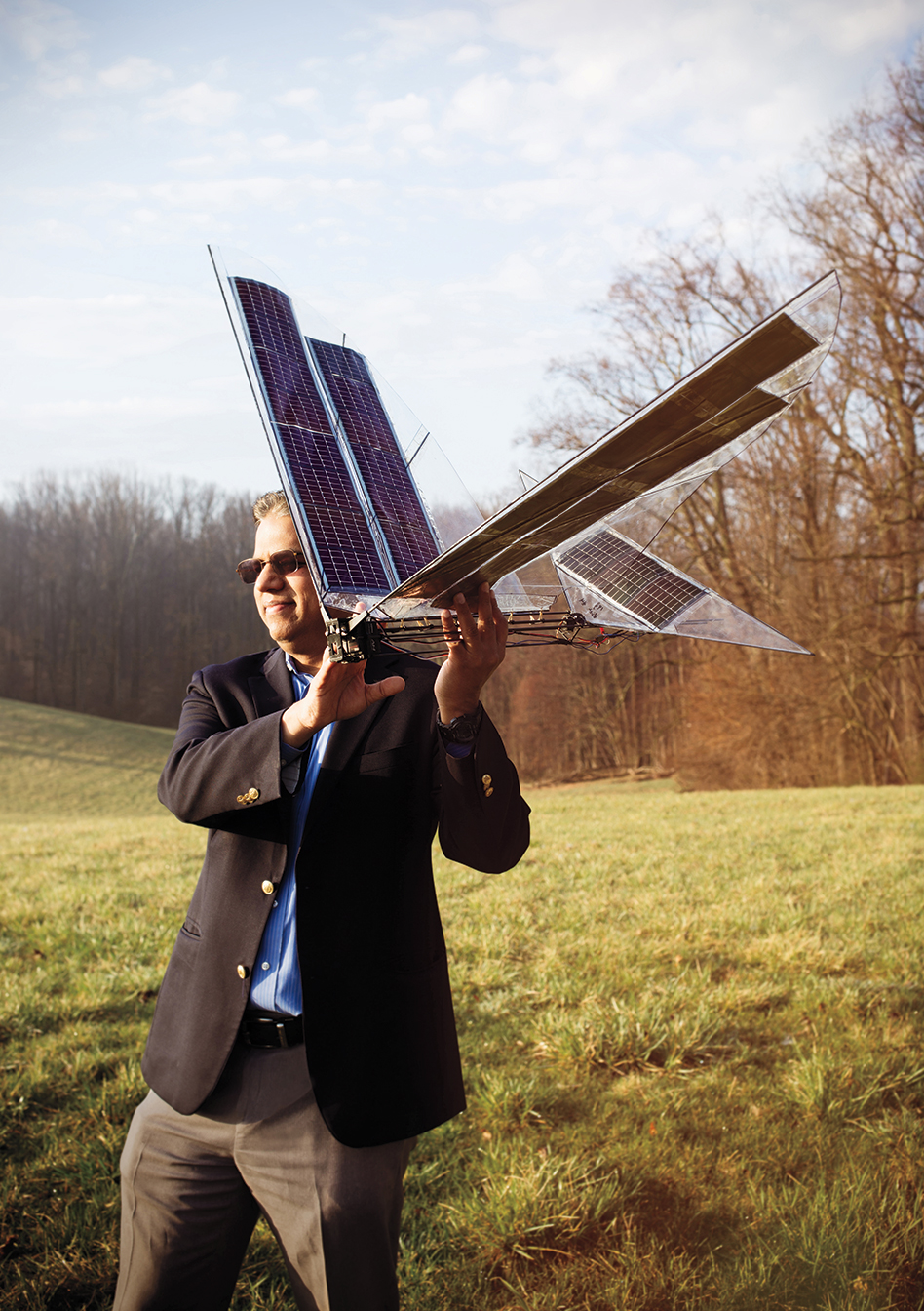 Satyandra K. Gupta, who led the development team, gets ready to launch Robo Raven III, which is capable of partially recharging in flight. Mike Fernandez/Audubon