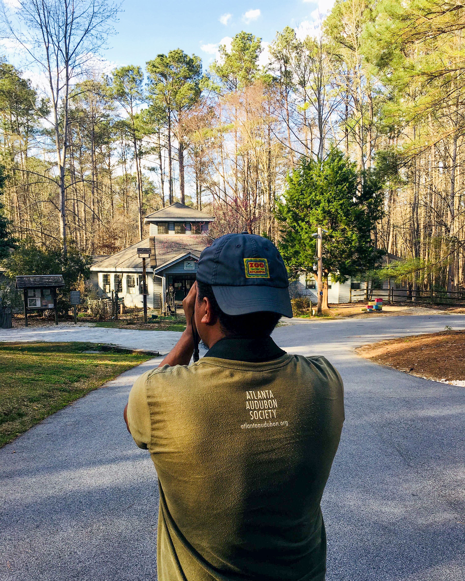 The writer on an Outdoor Afro birding walk at the Melvin L. Newman Wetlands Center, south of Atlanta, Georgia. Courtesy of Jason Ward