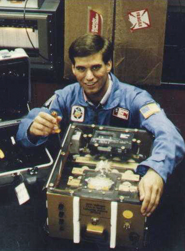 John Vellinger with his soon-to-be-spacebound eggs. Courtesy of John Vellinger