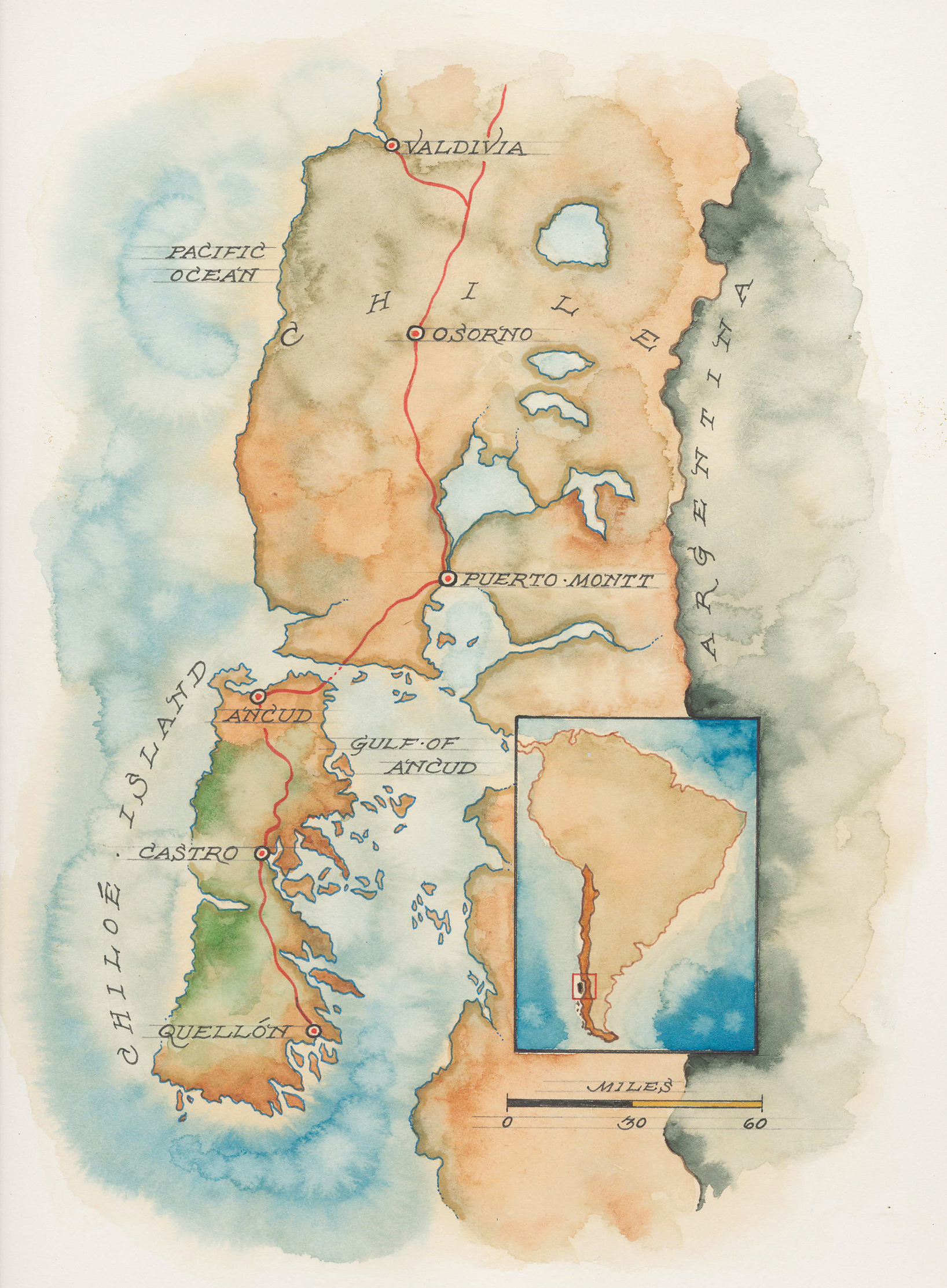 Map of Chile and Chiloé Island: Mike Reagan