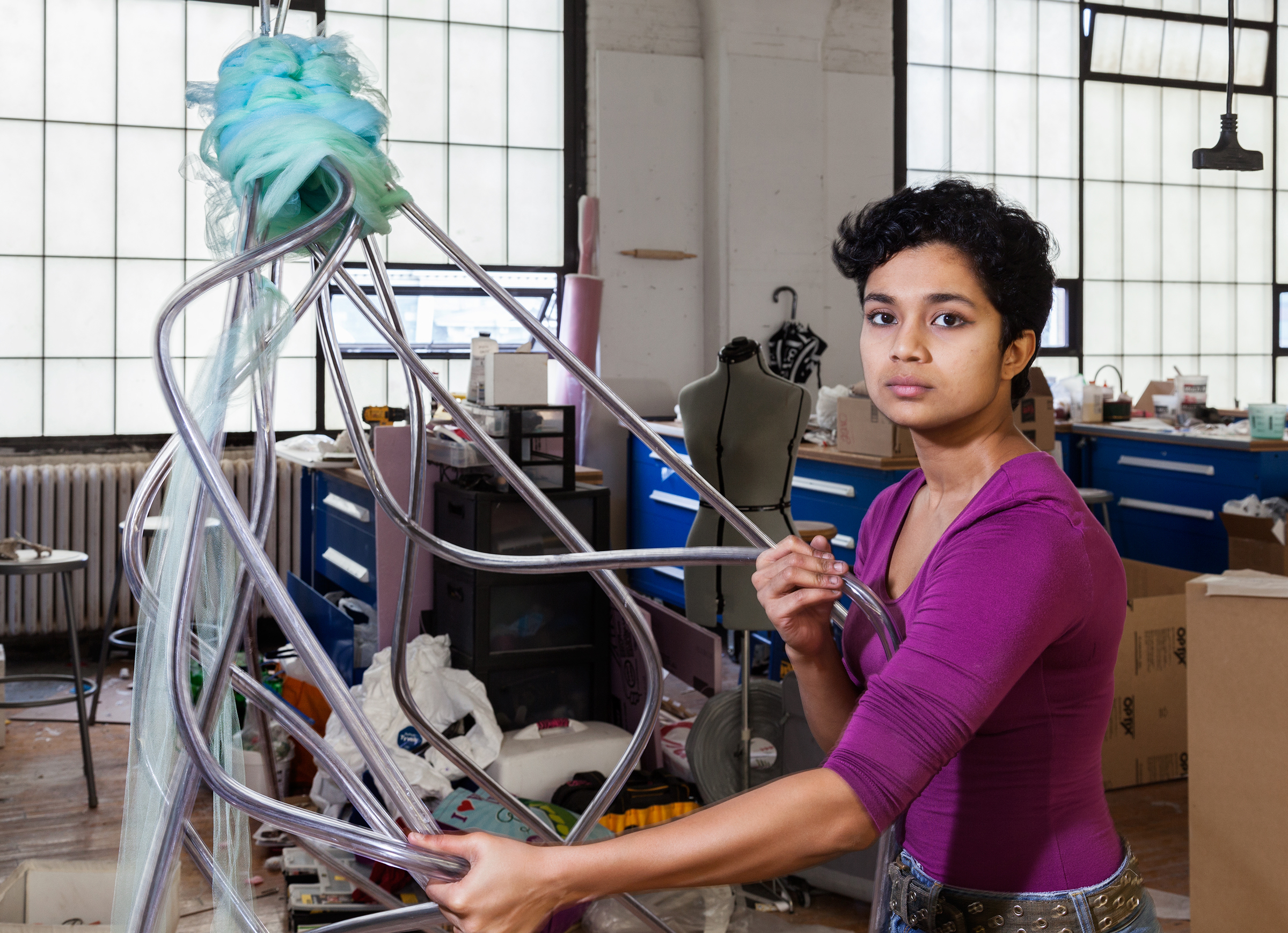 Senior Durga Gawde in her studio in the sculpture department. Richard Barnes