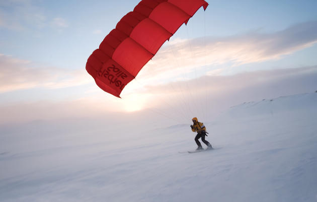 Hardangervidda National Park’s constant winds make it a popular destination for ski sailors. Per Breiehagen