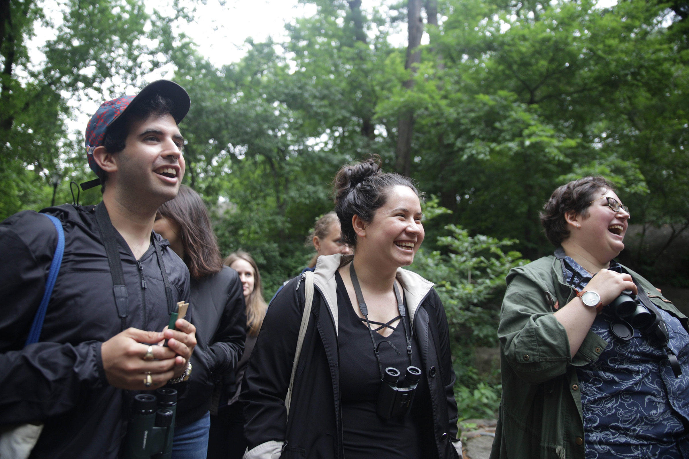 Birders in New York City get a pep talk from the Let's Go Birding Together walk organizers. Eileen Solange Rodriguez/Audubon