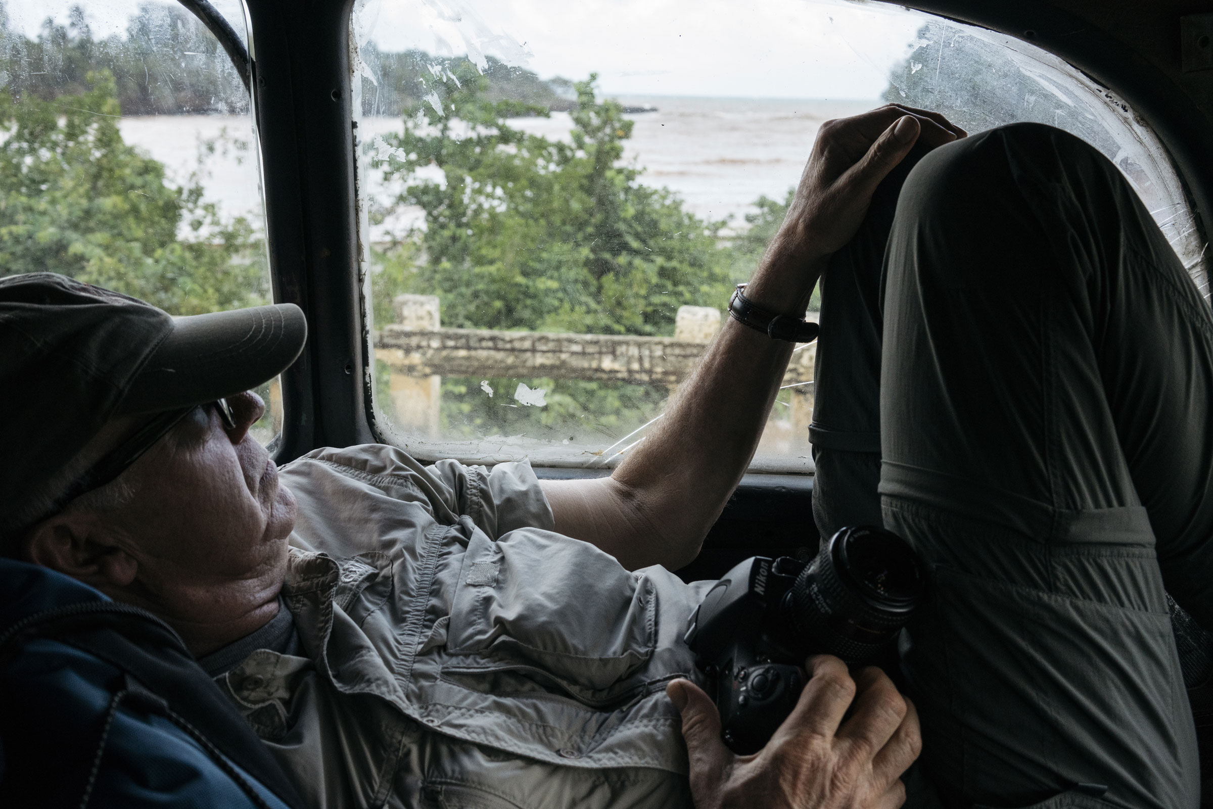 Gallagher rests in the back of the car while on the road to Taco Bay. Greg Kahn