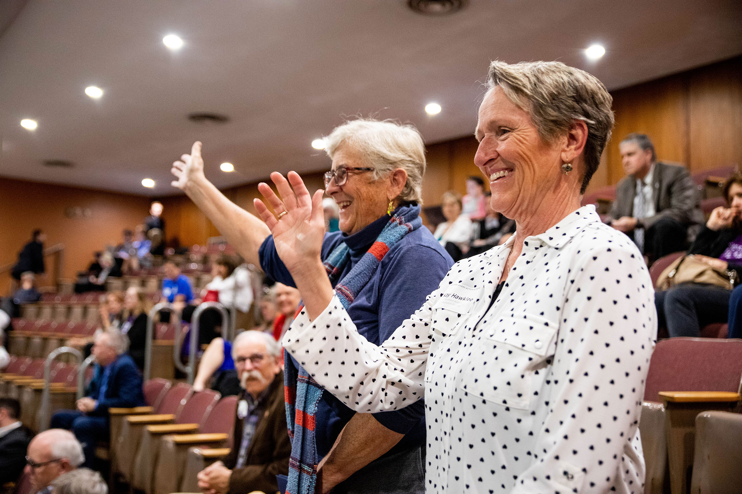 Tice Supplee, Audubon Arizona, and Kay Hawklee, Northern Arizona Audubon Society, stand as the Western Rivers Action Network is recognized with a point of personal privilege in the Arizona House of Representatives. Dominic Arenas/Audubon