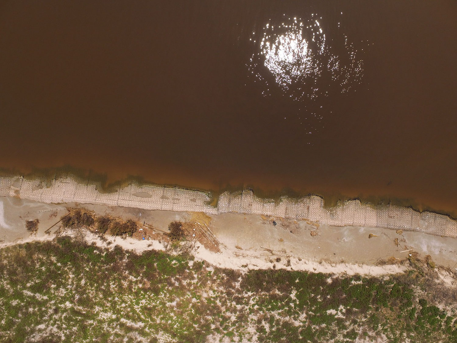 Sundown Island few days after the storm. Note the beach erosion along the shoreline. Courtesy of Audubon Texas