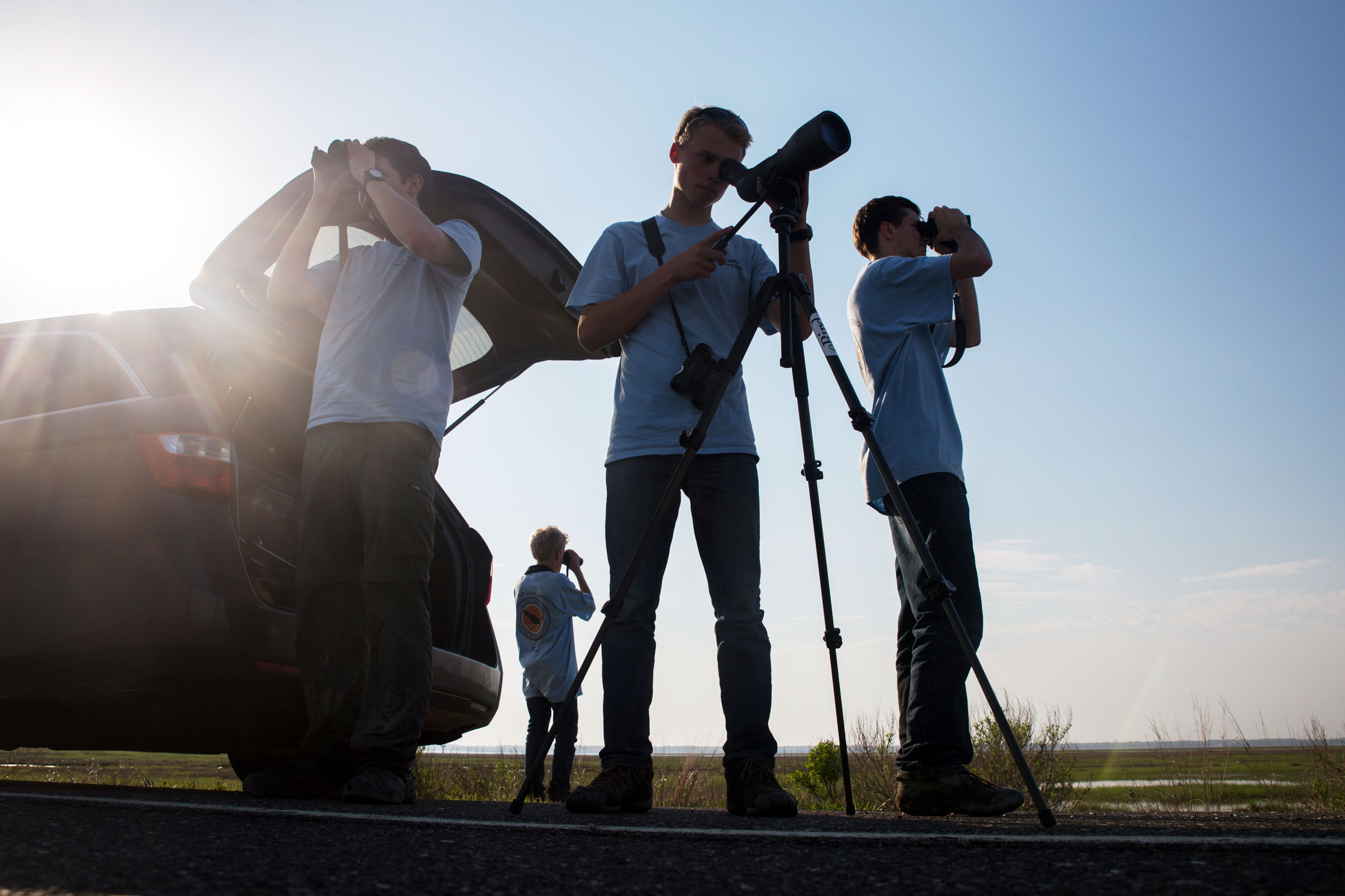 The Marsh Gigglers look out over Heislerville Wildlife Management Area in hopes of spotting a Northern Harrier. Camilla Cerea/Audubon